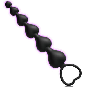Anal Beads, Cute Silicone Flexible Anal Chain Butt Plug with 6 Gradual Balls and Pull Loop Prostate Massager G-spot Stimulator T