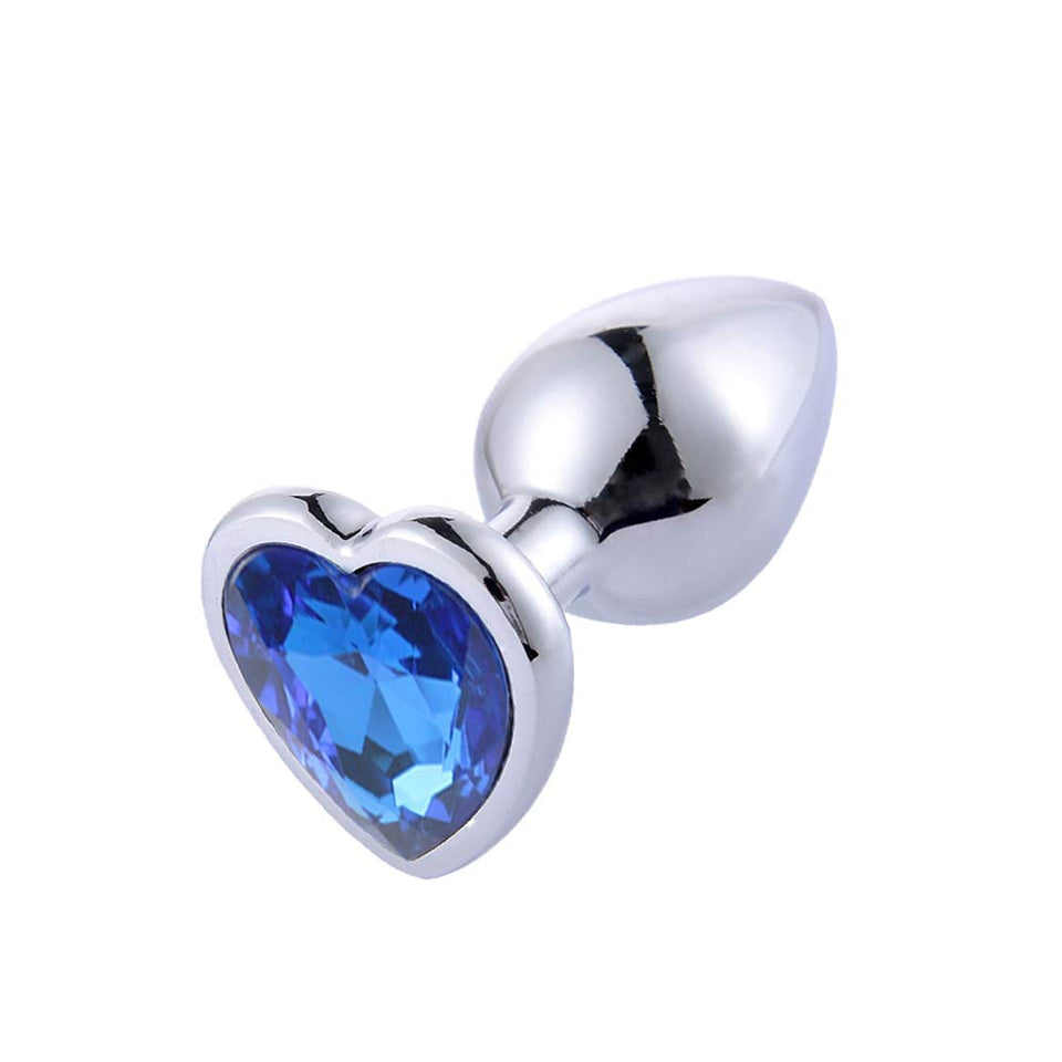 Rustless Metal Anal Butt Plugs Blue Jewelry Heart Shaped Anal Trainer Sex Toys Unisex Valentine 's/Birthday Gift for Lover Romi