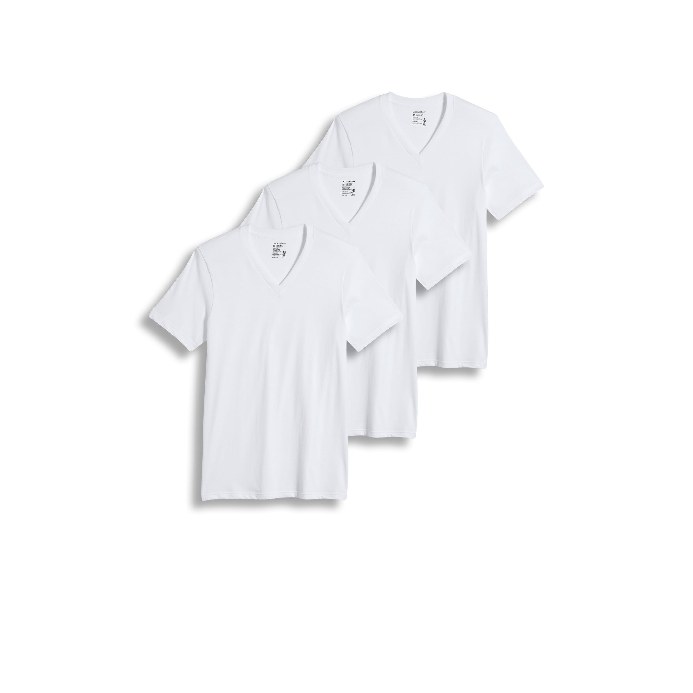 Jockey Mens Undershirt Classic V-Neck Undershirt - 3 Pack, White, L