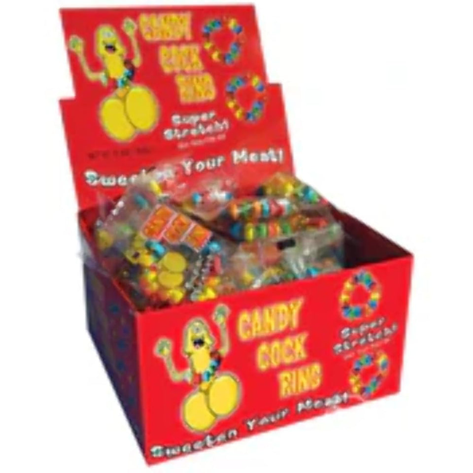 Hott Products Multi-Colored Candy Cock Ring 50 Piece Display, 0.76 Pound