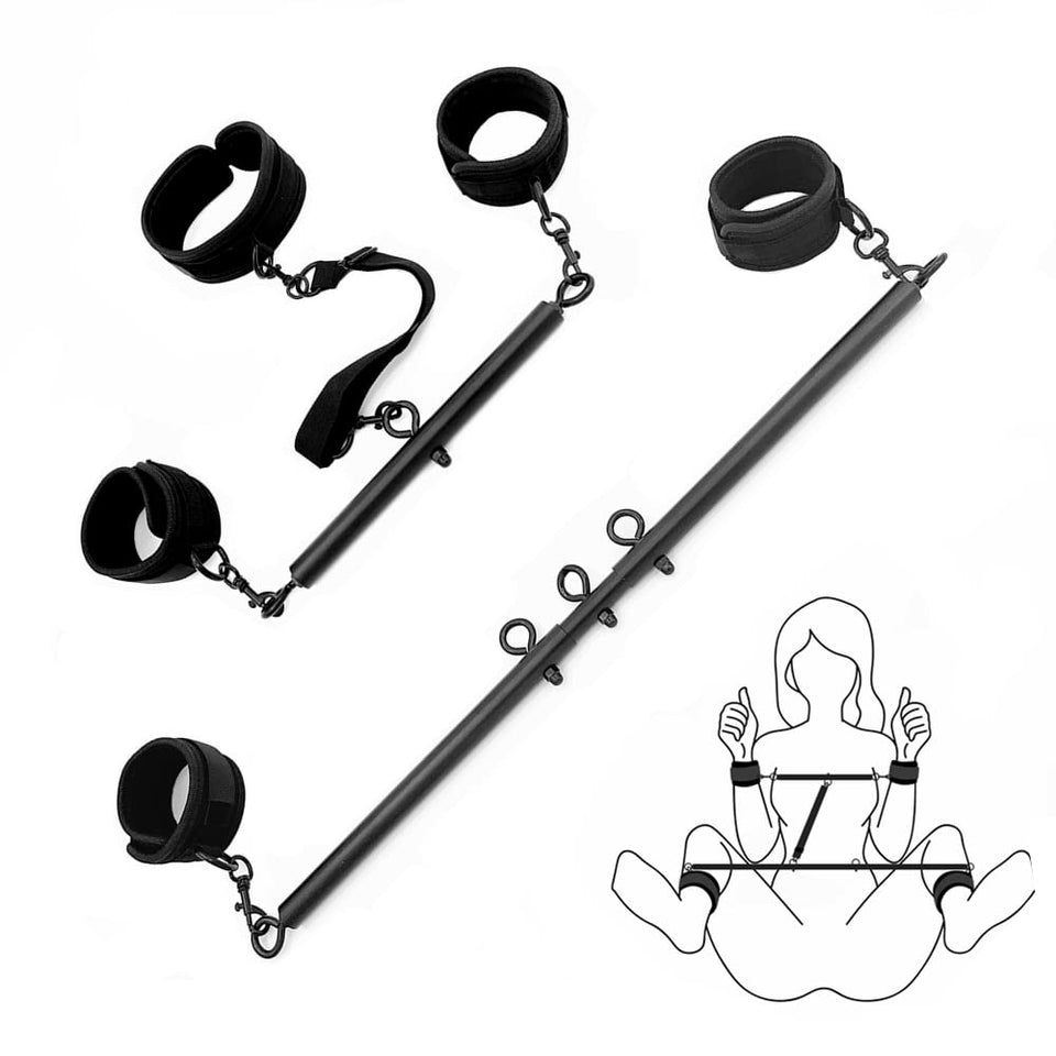 Spreader Bar Sex Toys Furniture BDSM Bondage Collar Restraints with Handcuffs Ankle Cuffs for Couples Expandable 23-36inch