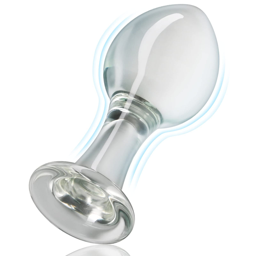 Anal Butt Plug Glass Anal Trainer with Long Neck Crystal Pleasure Wand with Tapered Head Unisex Adult Sex Toy for Men Women Play