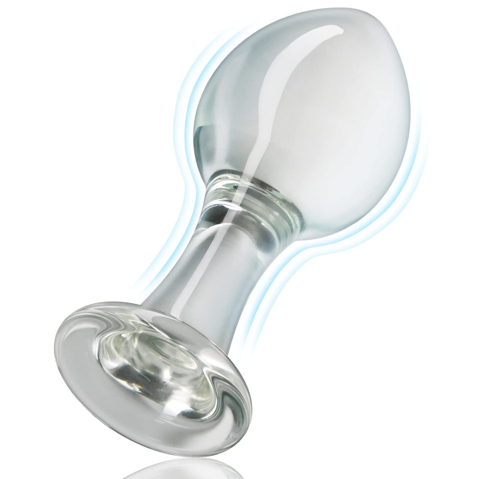 Anal Butt Plug Glass Anal Trainer with Long Neck Crystal Pleasure Wand with Tapered Head Unisex Adult Sex Toy for Men Women Play