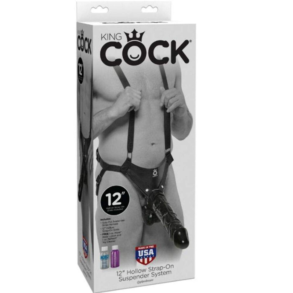 (Wd) King Cock 12Hollow Strap Suspender System Black ''