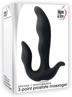 Adam & Eve 3 Point Prostate Massager, Black | Rechargeable And Flexible Silicone Prostate Vibrator With Multiple Vibration Modes | Center Shaft: 5.25 L X 1.5 W