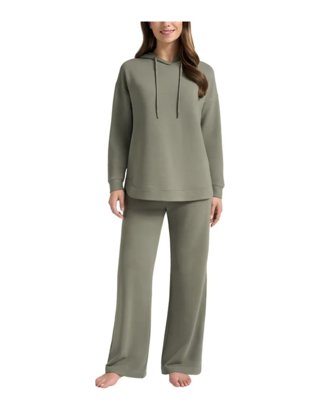 Max & Mia Womens 2 Pc Hoodie Lounge Set (US, Alpha, Small, Regular, Regular, Dark Sage (Green))