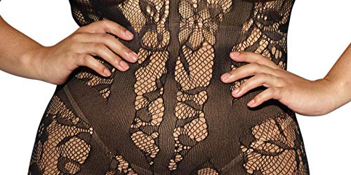 Dreamgirl WomenS Plus Fishnet Halter Dress With Neck Ties And Attached Thigh Highs Black One Size