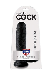 Pipedream King Cock With Balls, Black, 8 Inch