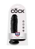 Pipedream King Cock With Balls, Black, 8 Inch