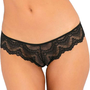 Come Undone Crotchless Lace Crisscross Back Panty - Medium/Large - Black