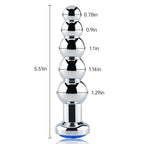 Anal Beads, Blue Jewelry Metal Butt Plug Anal Trainer with 5 Graduated Balls Fetish Kinky Sex Toys Love Tools for Couple Lover