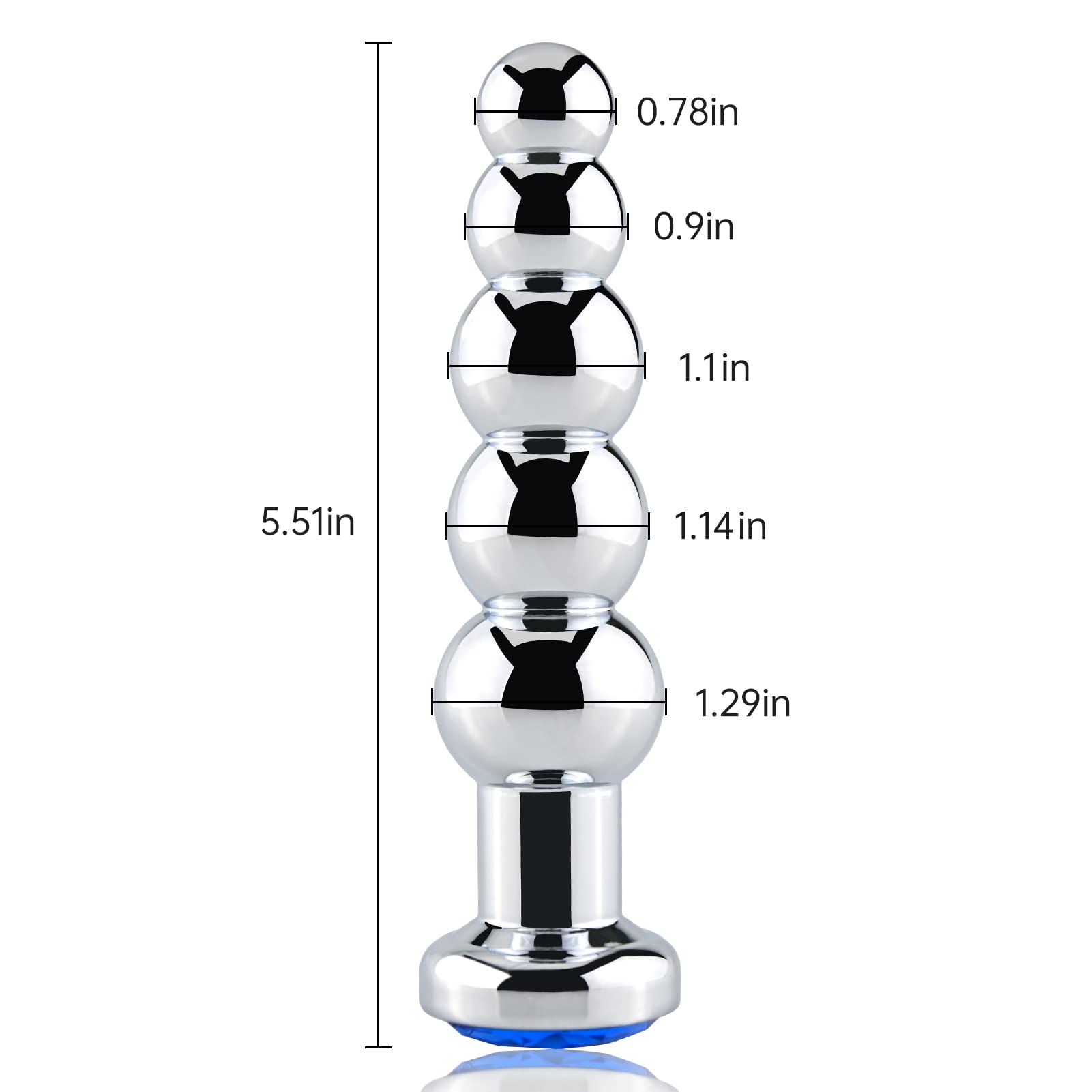 Anal Beads, Blue Jewelry Metal Butt Plug Anal Trainer with 5 Graduated Balls Fetish Kinky Sex Toys Love Tools for Couple Lover