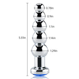 Anal Beads, Blue Jewelry Metal Butt Plug Anal Trainer with 5 Graduated Balls Fetish Kinky Sex Toys Love Tools for Couple Lover