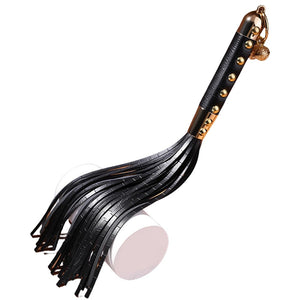 Sex Whip 16.5'' PU Leather Riding Crop, Gold Riveting and Black BDSM Whip Floggers Whip Flirting Fantasy Sex Toys Whips and Padd