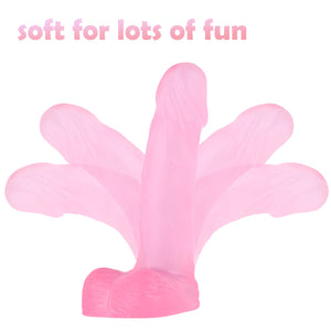 4 Inch Realistic Small Dildo,Beginner Anal Plug,Soft Anal Dildo with Curved Shaft and Balls,Adult Sex Toy Women Men Couples.Expe