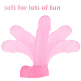 4 Inch Realistic Small Dildo,Beginner Anal Plug,Soft Anal Dildo with Curved Shaft and Balls,Adult Sex Toy Women Men Couples.Expe