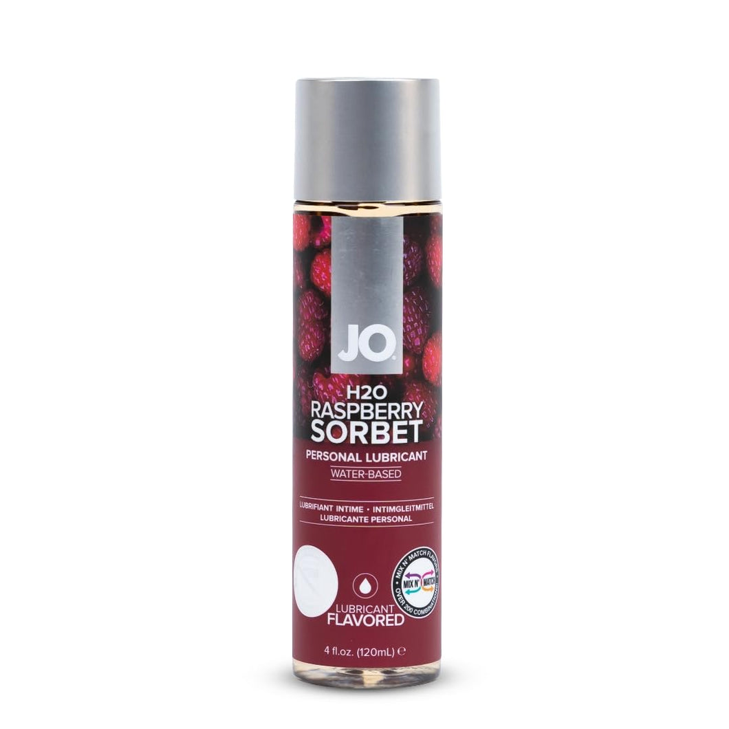 JO H2O Raspberry Flavored Lubricant, Water Based Sugar Free Lube for Men, Women and Couples, 4 Fl Oz