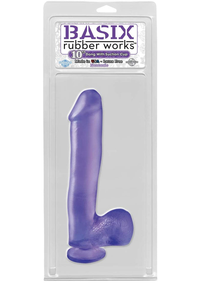 Basix 10-Inch Suction Cup Dong, Purple