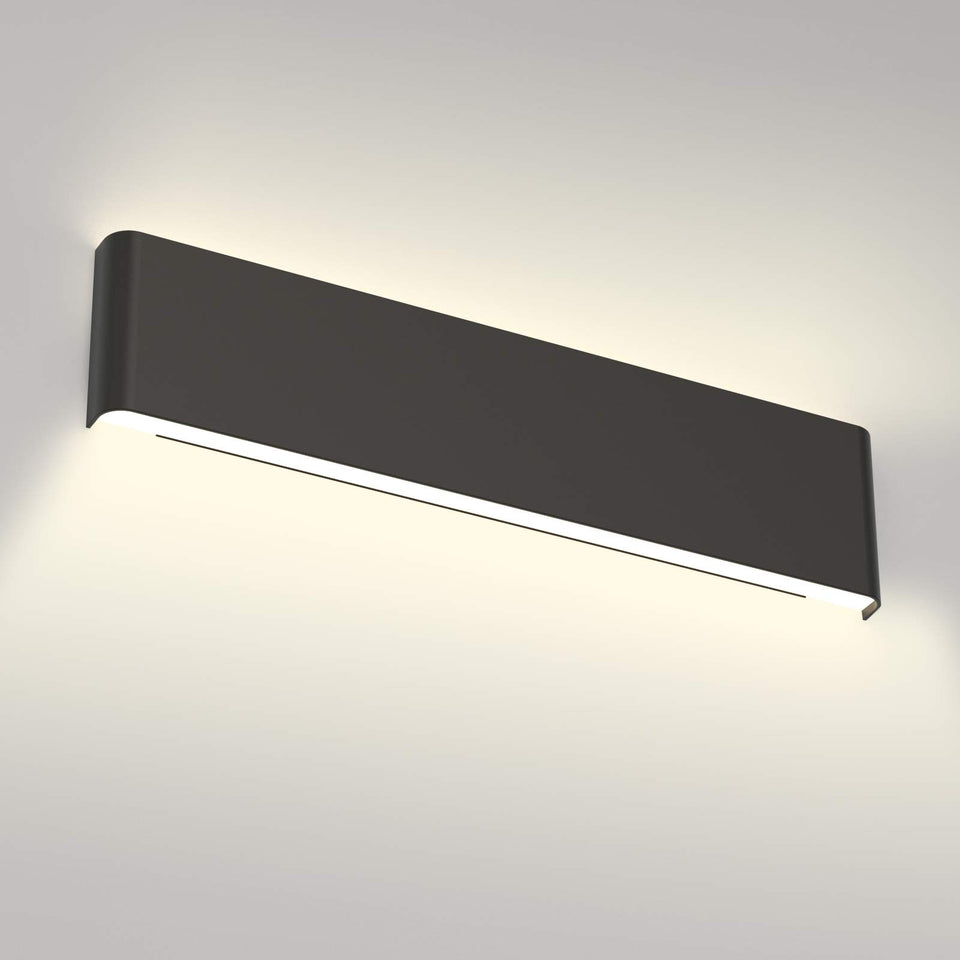 Aipsun 24In/20W Led Matte Black Modern Vanity Light Matte Black Wall Light Up Down Wall Mount Lights Indoor Modern Wall Light Fo
