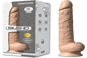 Silexd 15 Inch Realistic Silicone Dual Density Dildo With Suction Cup With Balls