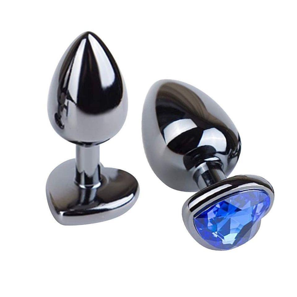 Anal Plug, Romi Blue Jewelry Heart Shaped Butt Plug Anal Trainer Sex Toys Personal Massager for Unisex Masturbation (Large Plug)