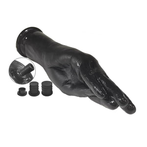 Realistic Hand Dildo with Massage Gun Adapter Black Forearm Dildo Anal Butt Plug Anal & Vaginal Masturbation Adult Sex Toy(M)