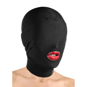 Master Series Disguise Open Mouth Hood With Padded Blindfold, Black, 1 Count