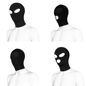 Fanmorph 4 Pcs Zentai Black Hoods, Mischief Head Cover, Role-playing Masks with Unknown Mystery, Light SM Sex Play, Unisex Elast
