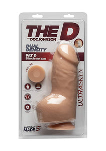 Doc Johnson The D - Fat D - 8 Inch With Balls - Ultraskyn - 8&quot; Long And 2.75&quot; Wide - Strong Suction Cup Base - O-Ring Harness Compatible Dildo, Vanilla