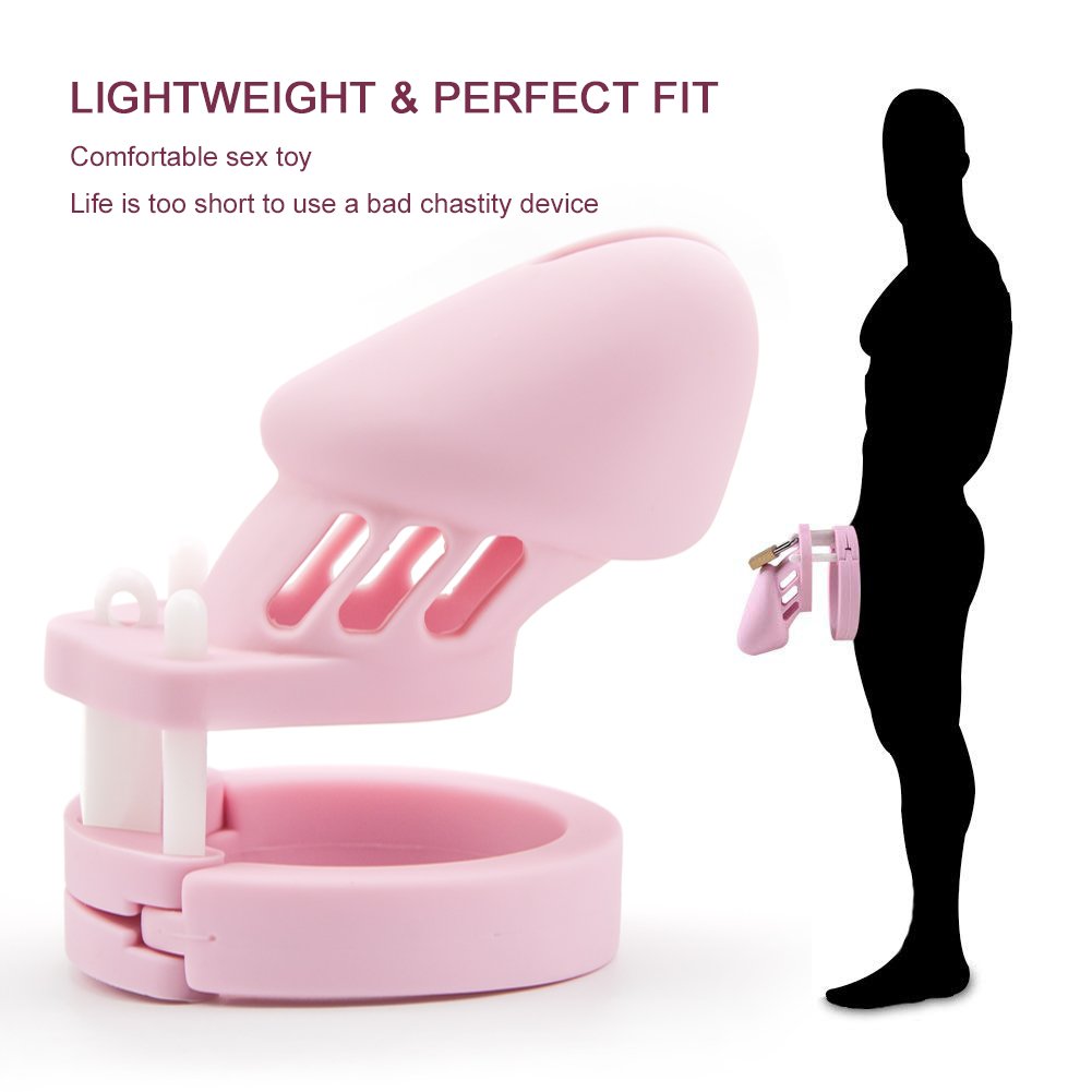 Rzy Silicone Cock Cage Chastity Cage Chastity Device For Male Penis Exercise (Pink)