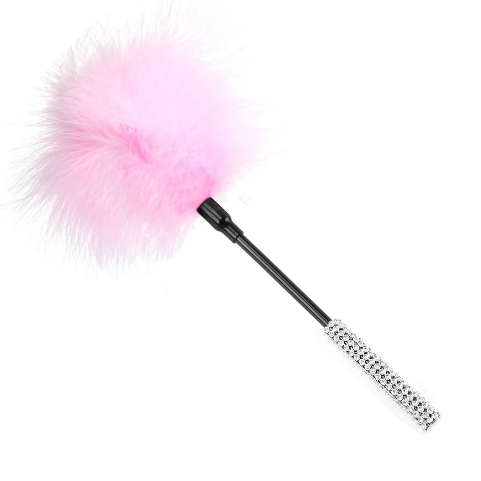 SM Adult Sexy Feather Teasing Toys Male and Female Role Play Tickling Romantic Sex Adult Toy with Diamond Handle(Pink)