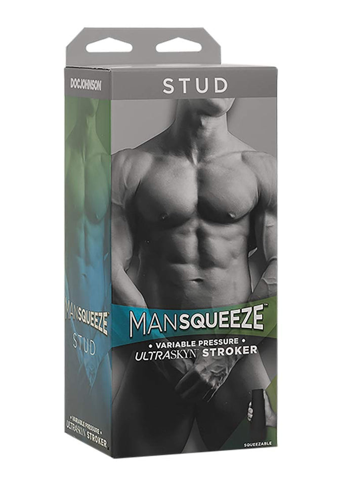 Doc Johnson Man Squeeze - Stud - Squeeze Plate For Precise Pressure - Twist End Cap To Control Suction - Discreet Premium Stroker - Male Masturbator, Ass, Vanilla