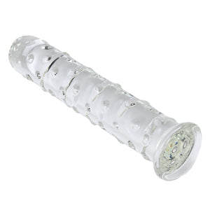 Epichao Large Dotted Glass Dildo Crystal Penis Big G-spot Stimulator Female Masturbation Sex Pleasure Wand (Medium)