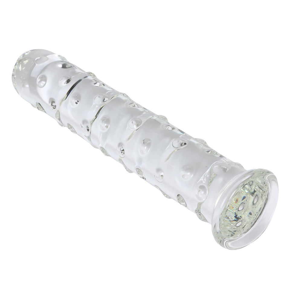 Epichao Large Dotted Glass Dildo Crystal Penis Big G-spot Stimulator Female Masturbation Sex Pleasure Wand (Medium)