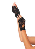 Lace Keyhole Fingerless Gloves O/S Black