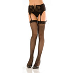 Lace Top Fishnet Thigh Highs Black Os