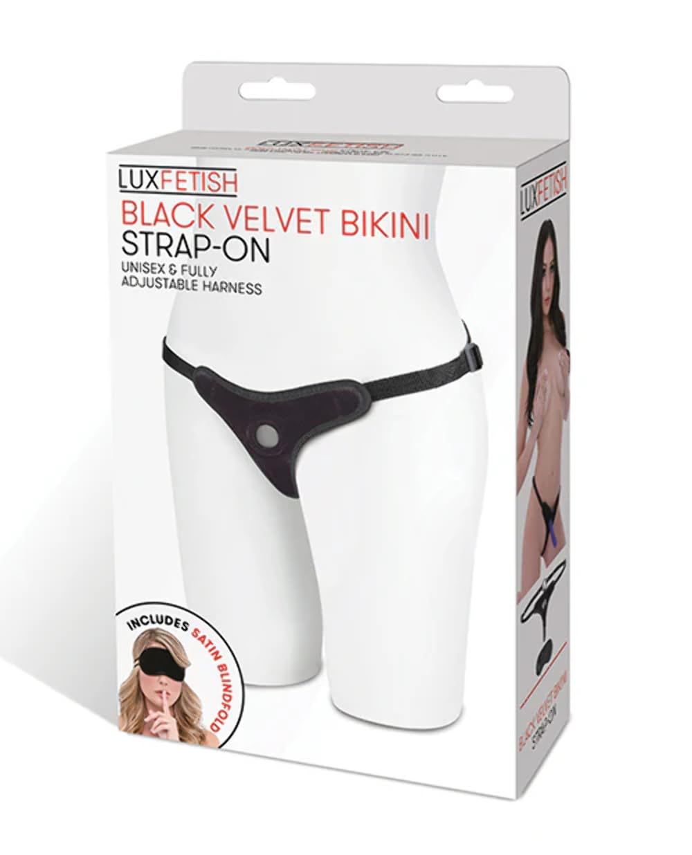 Lux Fetish Velvet Bikini Strap-On Harness, Black