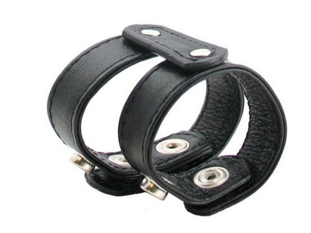Heart 2 Heart Cock Ring Double Leather + Leather, Black