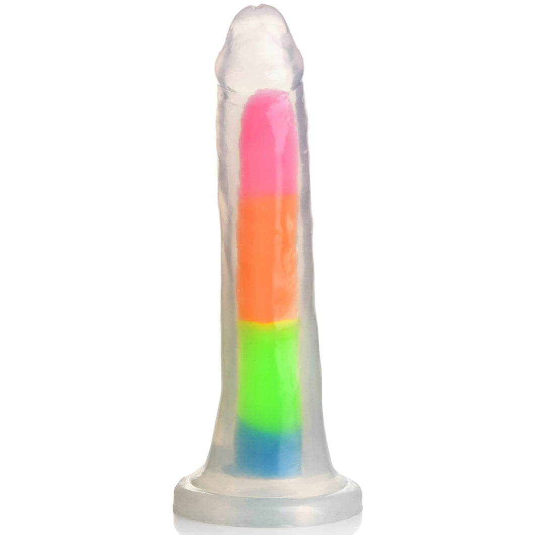 Lollicock 7In Glow In The Dark Rainbow Silicone Dildo