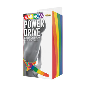 Rainbow Power Drive 7 Strap On Dildo W/Harness Silicone &quot;