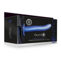 Ouch! Textured Curved Hollow Strap-On 8In Metallic Blue