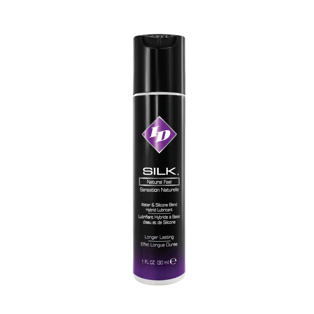 ID Lubricants Silk Personal Lubricant - Water and Silicone Based Lube, 1 Fl Oz Bottle, Creamy White, (SLK-01)
