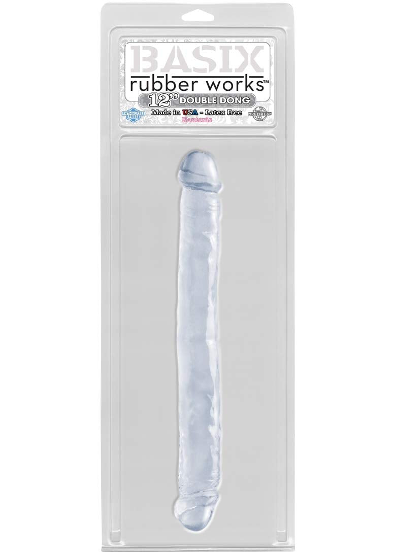 Basix Rubber Works 12" Double Dong, Clear