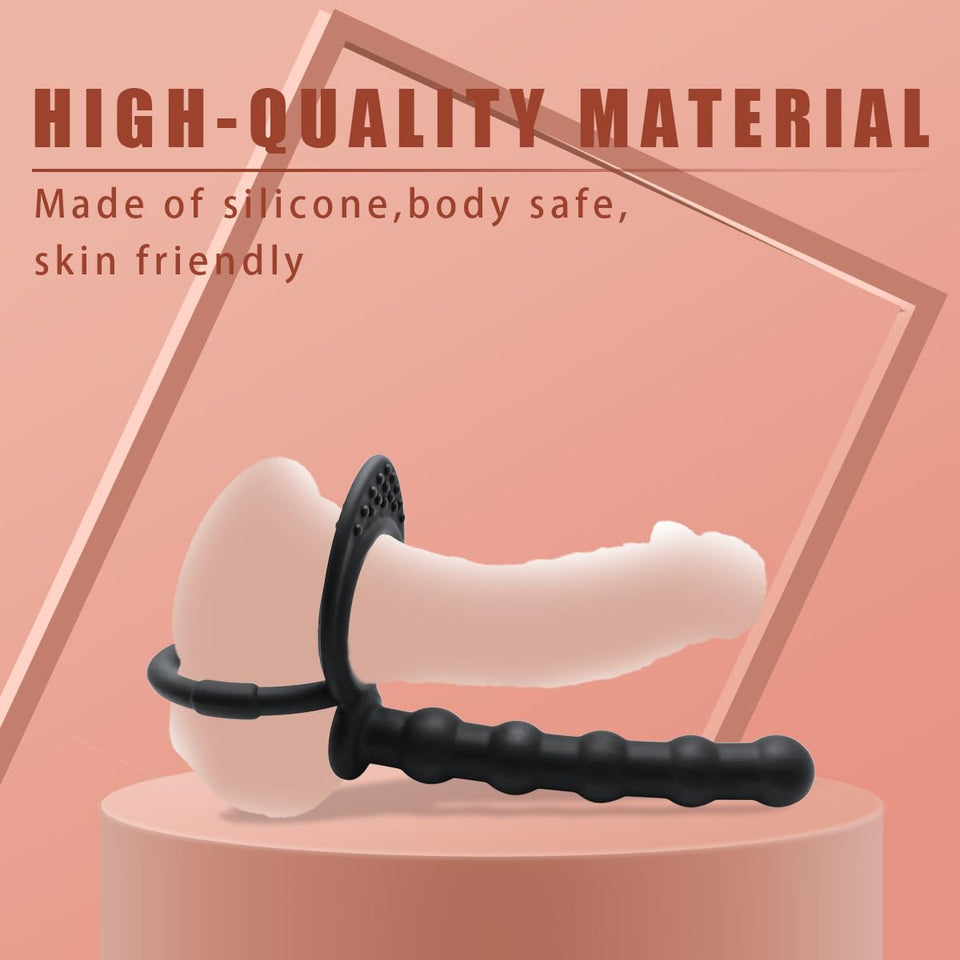 Silicone Anal Plug With Penis Ring,Anal Beads With Cock Ring,Anal Sex Toys,Anal Toys For Men,Women And Beginners,Sex Toy For Vag