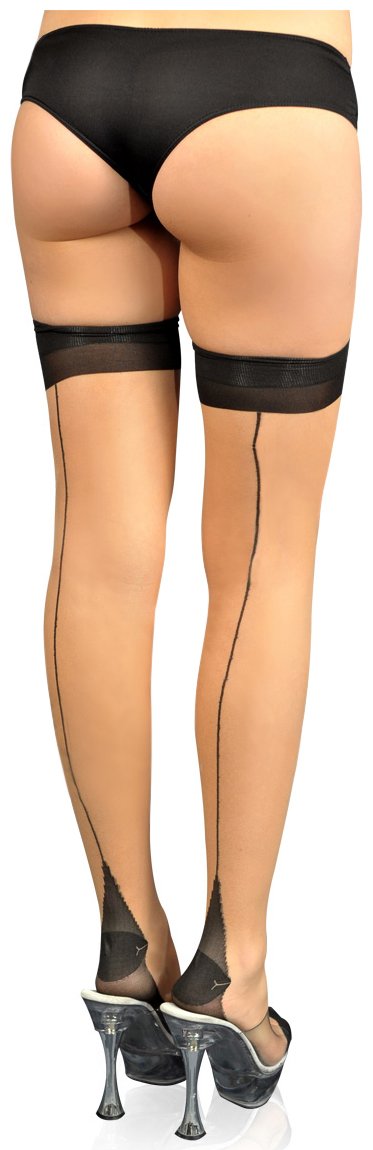 Plus Size Spandex Contrast Color Cuban Heel Backseam Stockings