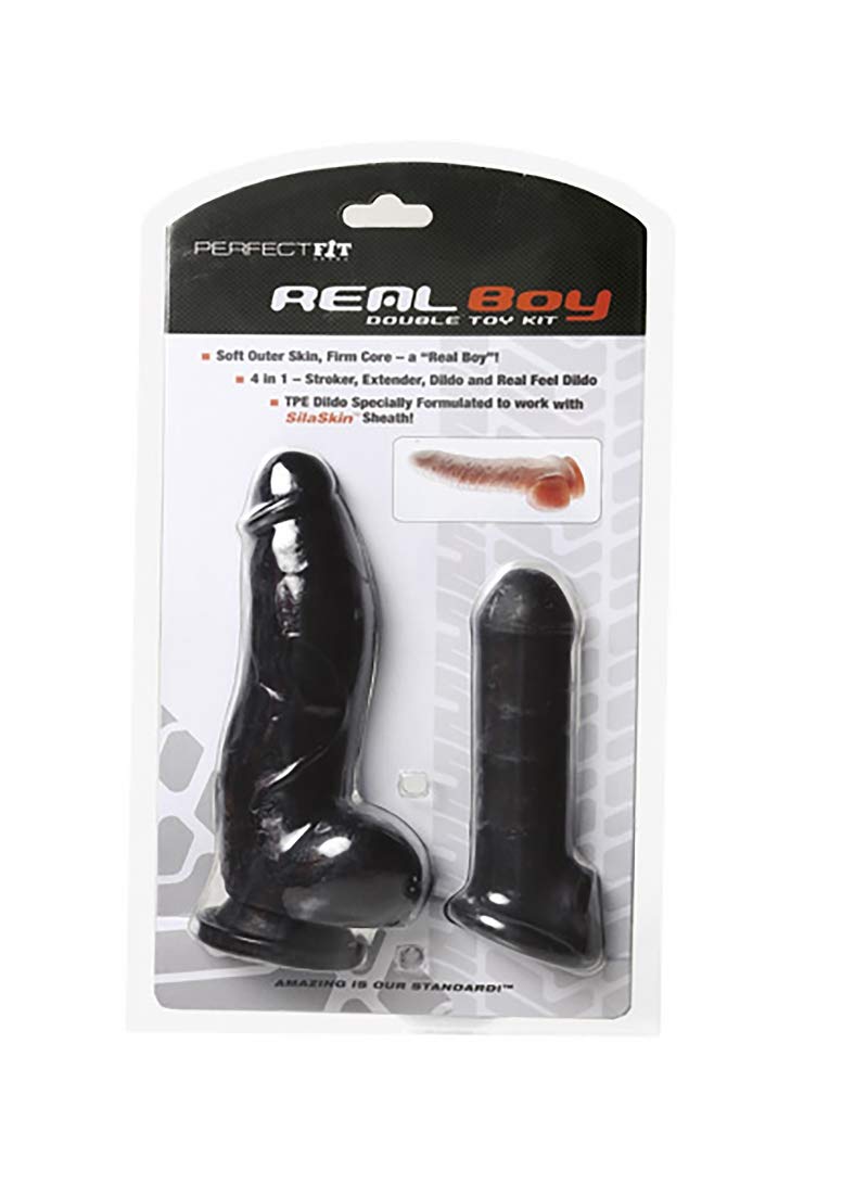 Perfect Fit Real Boy Dildo Kit, Black