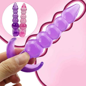 Butt Plugs, 2 Pcs Anal Training Kit Soft Jelly Anal Plug G-spot Prostate Massager Anus Trainer for Adult Masturbation SM Beginne