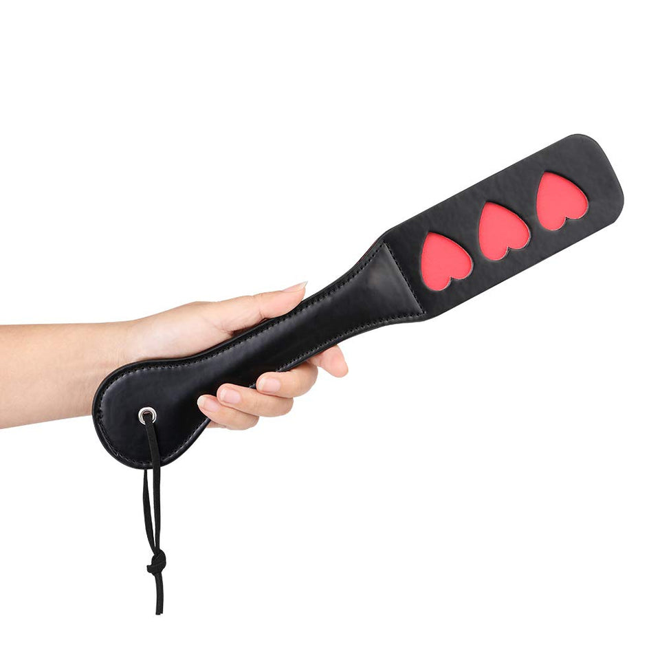 VENESUN Hearts Spanking Paddle for Adults, 12.8inch Faux Leather Slapper Paddle for Sex Play