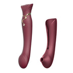 Zalo Queen Set G-Spot Pulsewave Vibrator With Suction Sleeve | Waterproof Sex Toy With 8 Vibration Modes 8 Pulse-Wave Modes | Usb Rechargeable Battery | 1-Year Warranty | Wine Red