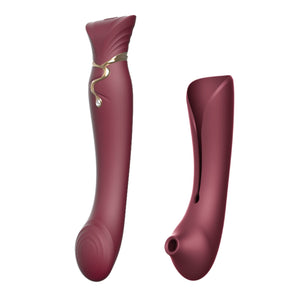 Zalo Queen Set G-Spot Pulsewave Vibrator With Suction Sleeve | Waterproof Sex Toy With 8 Vibration Modes 8 Pulse-Wave Modes | Usb Rechargeable Battery | 1-Year Warranty | Wine Red